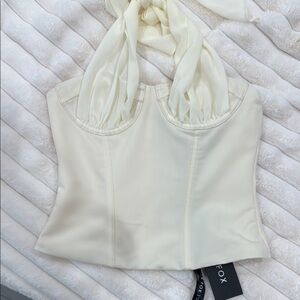 White Fox Boutique Cream Bustier Bodysuit
